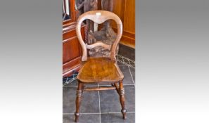 19th Century Beech Balloon Back Kitchen Chair