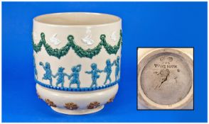 Doulton Lambeth Small Planter, decorated with raised figures of dancing children with swags and