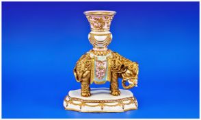 Royal Worcester Handpainted Extremely Fine Exhibition Quality Elephant Vase, superb gilding and