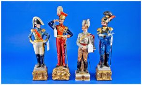 Capo-de-Monte Good Quality Hand Painted Collection of Four of Historical Military Figures,