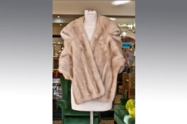 Emba Tourmaline Natural Pale Beige Mink Cape Style Stole, the back comprises a cape of 20 inches