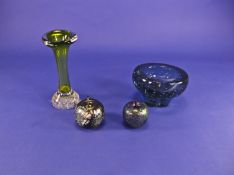 Collection of Glass (4) pieces comprising bubble glass bowl and small vase and two `Ditchfield