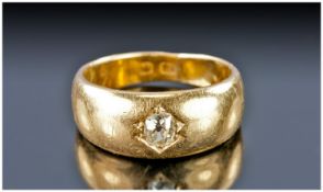 Victorian 18ct Gold Diamond Band, Set With An Old Round Cut Diamond, Estimated Diamond Weight .