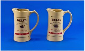 Pair of Bells Whisky Water Jugs, Wade PDM England. Height 8 Inches. Good condition.