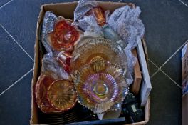 Box of Assorted Glass, Collectables and Pottery including cameras, Hornsey pottery, Copeland Spode,