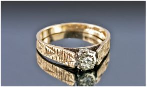 9ct Gold Diamond Solitaire, Illusion Set With A Round Brilliant Cut Diamond, Hallmarked, Ring Size