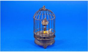 Novelty Modern Bird Cage Clock, Height 5 Inches.