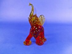 Murano Glass Elephant Figure, 11 inches in height.