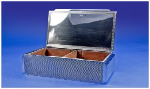 A Fine 1960`s Retro Silver Table Cigarette Box with engine turned top and side panels. Mirrored