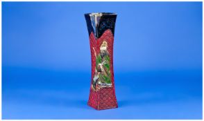 Japanese Fine Sumida Pottery Vase, 19th Century with handpainted and applied figural decoration to