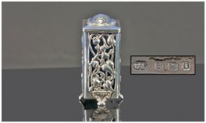 Art Nouveau Silver Pepperette, William Aitken, Birmingham 1908 of rectangular form, the pierced