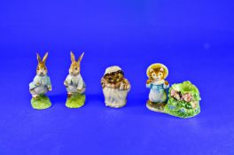 Royal Albert Peter Rabbit Figures By Beatrix Potter Together With Mrs Tiggywinkle, & 1 other. (4 in