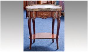 Louis XV Style Kidney Shaped Side Table, fitted with frieze drawer, lower tier, applied ormolu