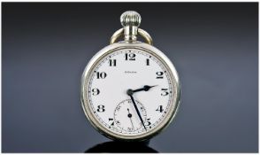 Rolex Open Faced Military Pocket Watch, White Enamelled Dial With Arabic Numerals And Subsidiary