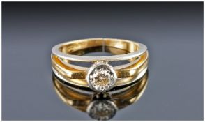 14ct Gold Diamond Solitaire, Illusion Set With A Round Brilliant Cut Diamond, Hallmarked, Ring Size