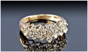 10ct Gold Diamond Cluster Ring, Set With Round Modern Brilliant Cut Diamonds, Estimated Diamond