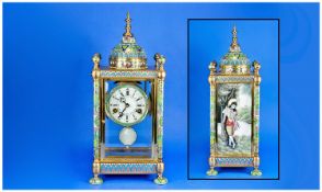 A Late 20th century Impressive and Decorative, Enamel and Brass Clock, with 8 day striking