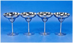 Set of Four Art Deco Style Stainless Steel Cocktail Drinking Vessels, modern, with shaped bowls,