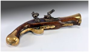 Good Quality Reproduction Flintlock Blunderbuss Pistol with Beechwood stock and brass barrel and 5