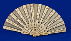 Nineteenth Century French Bone `Grissele` Fan.