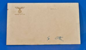 WW2 German Adolf Hitler Visitims Card. signature not guaranteed.