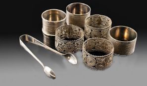 Collection of Silver, comprising three napkin rings, two hallmarked for Birmingham 1944 and one for