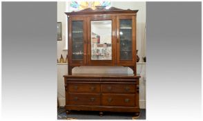 Late Victorian Mahogany Two Tier Sideboard, large, of two tier form, the top fitted with moulded