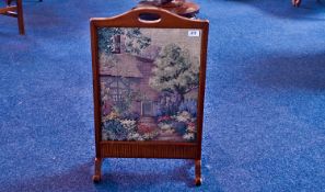 Early 20th Century Mahogany Fire Screen, fitted with wool work panel to front, with carrying handle