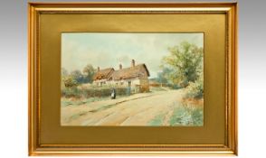 H English (fl 1890-1920) Watercolour. Inscribed on reverse `Anne Hathaway`s Cottage, Shottery.