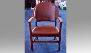 Art Deco Oak Armchair, circa 1930, with upholstered back, shoulder supports, upholstered seat, all