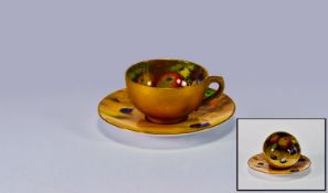 Royal Worcester Handpainted Miniature Cup & Saucer. Date 1922, saucer signed W.Hale, cup signed F.