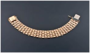 9ct Gold Fancy Link Broad Bracelet, Length 7½ Inches, Fully Hallmarked.