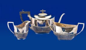 Three Piece Silver Plated Tea Service, circa 1910, in the late Georgian style, comprising teapot,