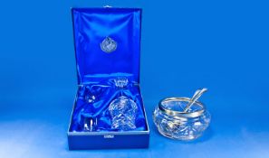 Glencairn Crystal Studio Boxed Brandy Set. Together with a glass serving dish and spoons with