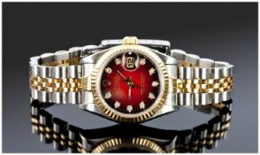 Rolex Ladies Oyster Perpetual Datejust 18 Carat Gold and Stainless Steel Chronometer Wrist Watch.