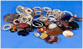 Collection Of Silver Brooch Mounts, Together With A Quantity Of Loose Hardstone/Agates.