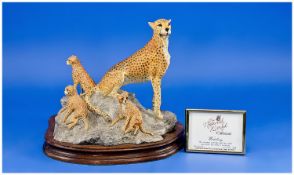 Caithness Figure Group, `The Natural World Collection`, depicting the elegant cheetah and her cubs
