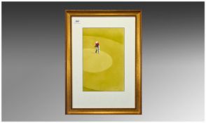 Marc Grimshaw (Manchester Artist - born 1957) The Golfer, watercolour, signed, size 13.5 x 9