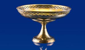 20th Century Silver Plated Comport, the top of bowl with a galleried pierced edge, the central