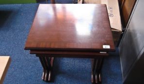 Modern Mahogany Nest of Three Tables, the largest measuring 20 inches high, 21 wide and 18 deep.