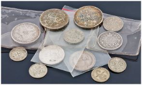 Young Victorian Silver Florin date 184g V F Condition. Plus a Victorian Old Head Silver Shilling,