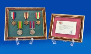 WW2 Group Of Five Medals In Glazed Display, Comprising 1939-1945 Star, Africa Star With 8th Army ``