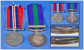 Palestine Medal and Ribbon 1945 - 1948, awarded to 14037719 GNR A. James R A. Plus World War 2