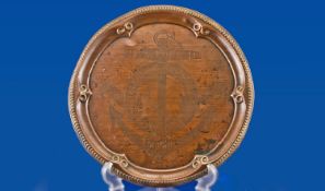 Blackpool Interest Copper Circular Tray from Nelson`s Flag Ship wrecked at Blackpool in 1897, The