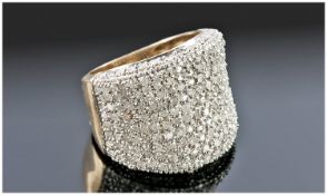 9ct Gold Diamond Cluster Ring, Pave Set Round Brilliant Cut Diamonds, Fully Hallmarked, Estimated