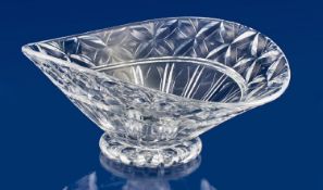 Large Stuart Crystal Cut Glass Fruit Bowl, of oval form, raised on a circular foot, with cut
