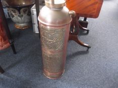 Unusual Amerian, Indianna Brass & Copper Fire Extinguisher Manufactured by `The Elkhart Brass MFC`
