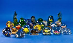 Collection of 30 Glass Paperweights, various designs, shapes and sizes.