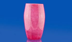 John Moncrieff Vascent Pink Glass Art Vase, unsigned. Stands 9.25 inches.