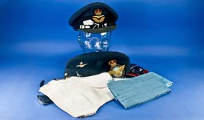 R.A.F. Interest Comprising Officers Cloth Peak Cap, Side Cap, Cloth Badge, Two Neck Ties, Two